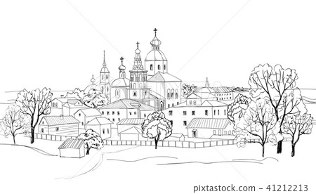 Old russian city landscape. Kolomna kremlin view 41212213