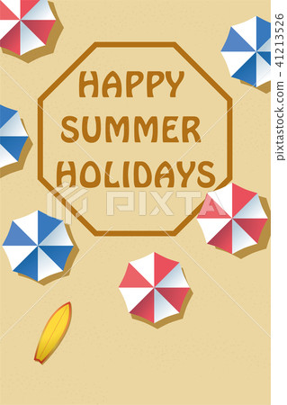 夏天圖像|熱的夏天明信片設計|沙灘和沙灘傘|夏天圖像 41213526
