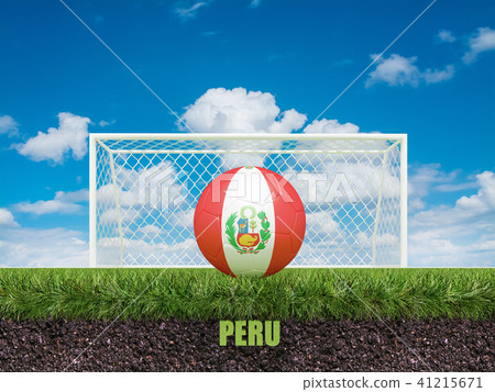 Peru football  on football or soccer field ,3d 41215671
