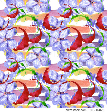 Orchid blue vanda. Seamless background pattern. Fabric wallpaper print texture. 41216823