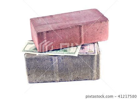 brick and dollar money concept isolated on white brick and dollar money concept isolated on white 41217580