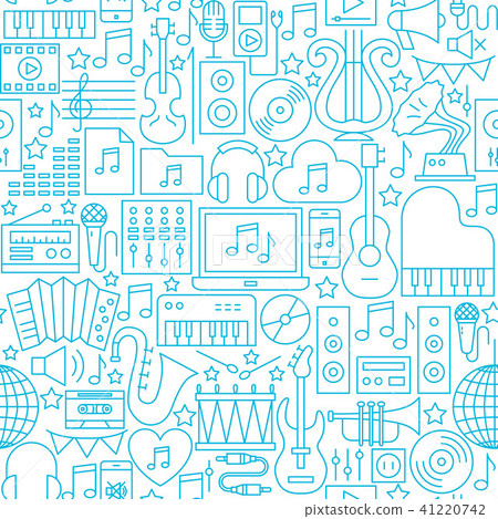 Music White Line Seamless Pattern Music White Line Seamless Pattern 41220742
