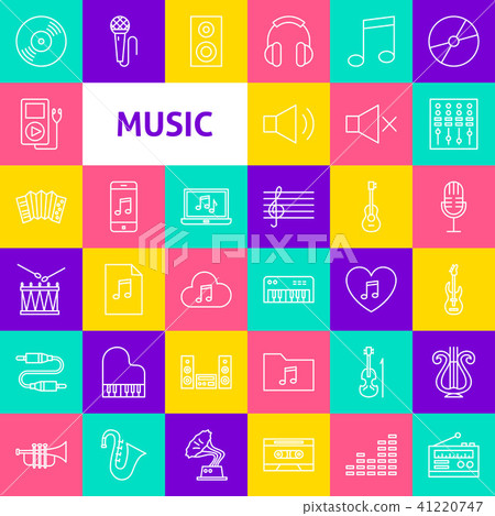 Vector Music Line Icons Vector Music Line Icons 41220747