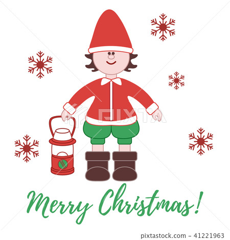 Elf with a lantern and snowflakes 41221963