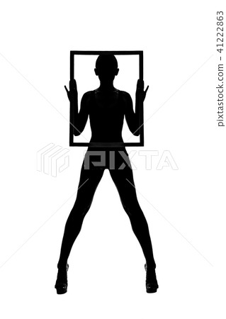 silhouette of a girl with frame silhouette of a girl with frame 41222863