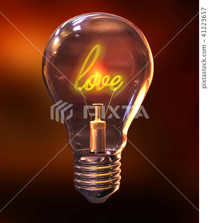 3d illustration of a light bulb with the word love 41223657