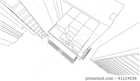 Abstract architectural drawing sketch,Illustration 41224036