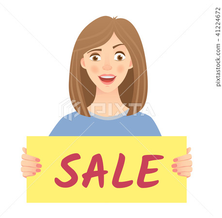 woman holding sign sale 41224672