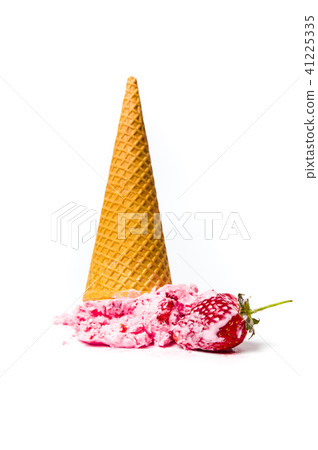 Strawberry ice cream in a cone isolated Strawberry ice cream in a cone isolated 41225335
