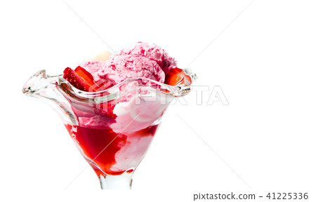 Strawberry ice cream in a cup isolated Strawberry ice cream in a cup isolated 41225336