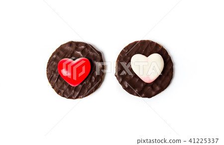 Round strawberry cookies dessert on white Round strawberry cookies dessert on white 41225337