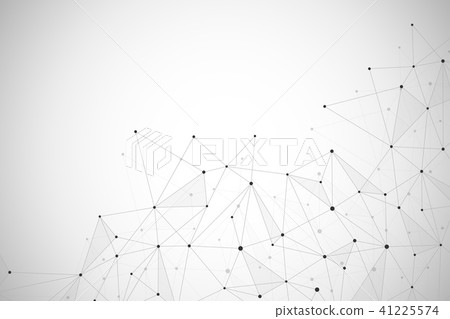 Abstract background with connected lines and dots. Geometric and polygonal communication. 41225574