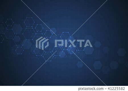 Science background with hexagons design. Geometric abstract background with molecular structure. 41225582