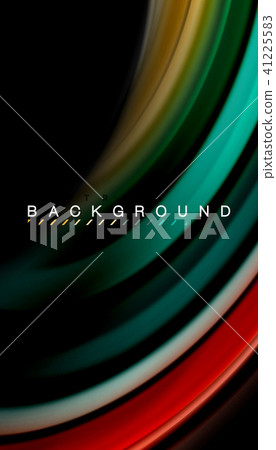 Abstract wave lines fluid rainbow style color stripes on black background 41225583