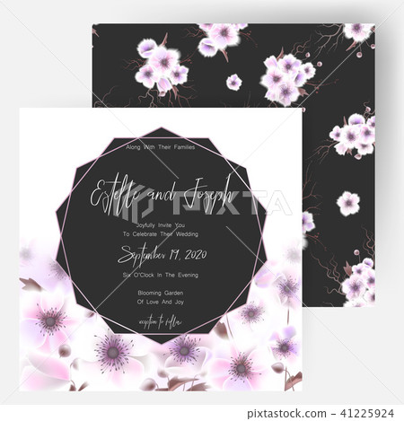 Save the date card, wedding invitation, greeting card with beautiful flowers and letters 41225924