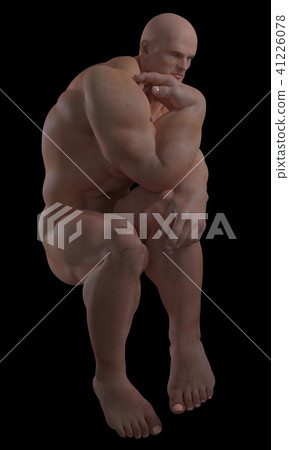 Fat Man in Thoughtful Pose 41226078