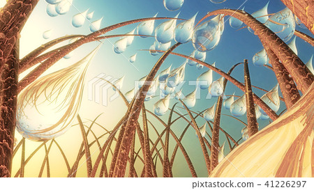 3d illustration of hair getting wet by water drops 3d illustration of hair getting wet by water drops 41226297