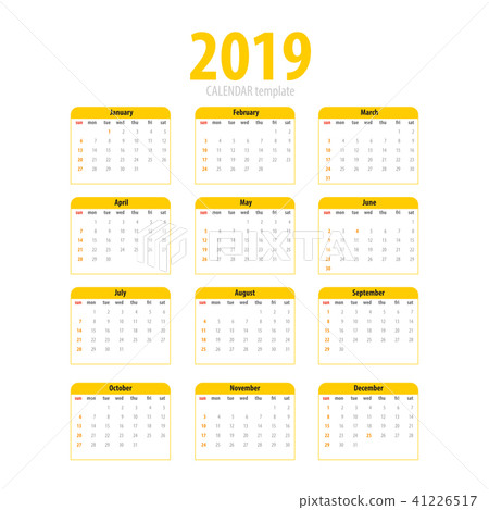 Printable Calendar 19 Simple Template Stock Illustration