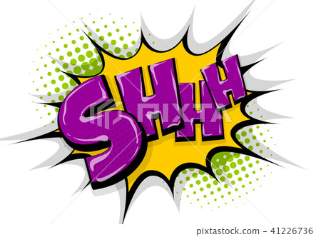 Shh silence pop art comic book text speech bubble 41226736