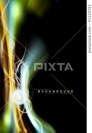 Color shiny light effects on black, liquid style multicolored wavy shape Color shiny light effects on black, liquid style multicolored wavy shape 41228781