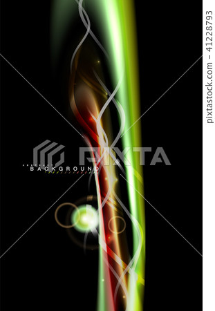 Color shiny light effects on black, liquid style multicolored wavy shape Color shiny light effects on black, liquid style multicolored wavy shape 41228793