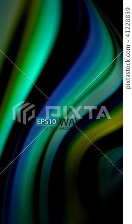 Fluid rainbow colors on black background, vector wave lines and swirls Fluid rainbow colors on black background, vector wave lines and swirls 41228839