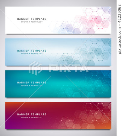 Science, medical and digital technology header or banners. Geometric abstract background with 41229068