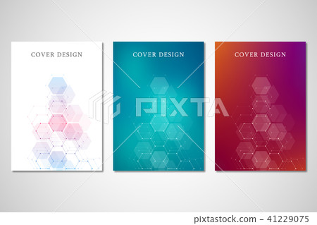 Cover or brochure design with geometric abstract background. Hexagons design for medical, science 41229075