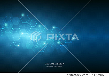 Science background with hexagons design. Geometric abstract background with molecular structure 41229079