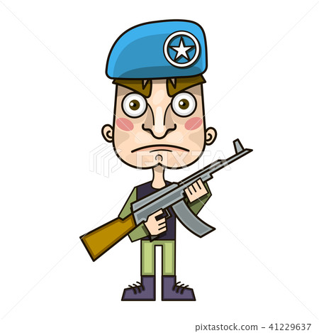 Soldier and rifle on his shoulder.  41229637