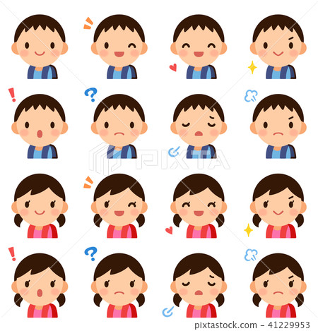 Schoolgirls schoolboy boy girl face expression... - Stock Illustration ...