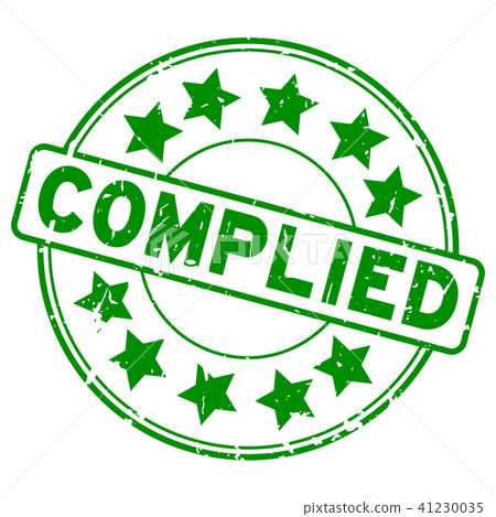 Grunge green complied wording round rubber stamp 41230035