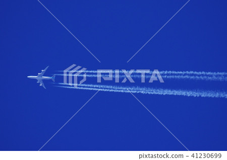 Blue sky and airplane cloud 41230699