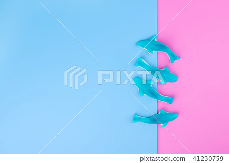 Jelly fish candies on pink blue background. Word SEA. Flat lay Jelly fish candies on pink blue background. Word SEA. Flat lay 41230759