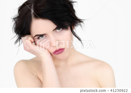 emotion face bored fed up apathetic woman 41230922