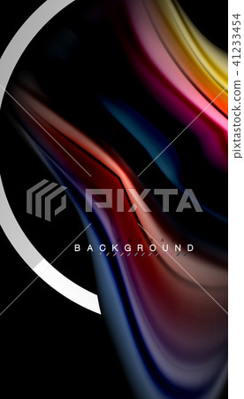 Liquid fluid colors holographic design with metallic style line shape 41233454