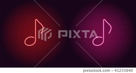 Neon icon of Red and Pink Musical Note 41233840