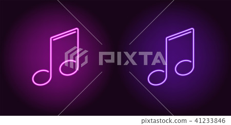 Neon icon of Purple and Violet Musical Note 41233846