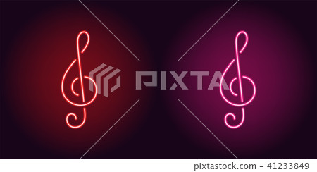 Neon icon of Red and Pink Musical Note 41233849