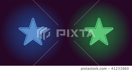 Neon icon of Blue and Green Star 41233860