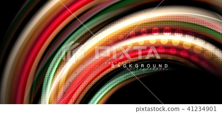 Multicolored wave lines on black background design 41234901