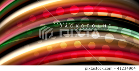 Multicolored wave lines on black background design 41234904