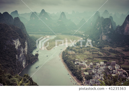 Landscape of Guilin, Karst mountains. 41235363