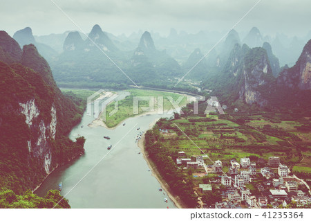 Landscape of Guilin, Karst mountains. 41235364