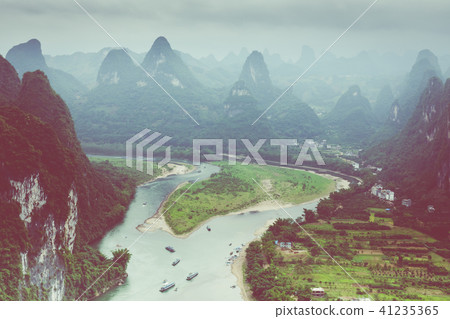 Landscape of Guilin, Karst mountains. 41235365
