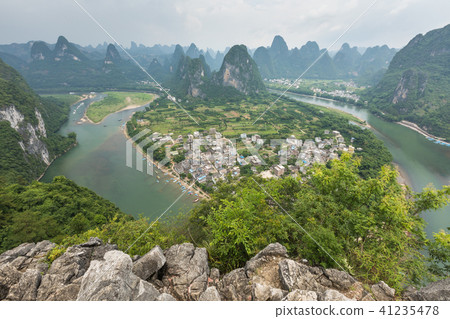 Landscape of Guilin, Li River and Karst mountains. 41235478