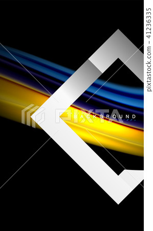 Rainbow fluid colors wave and metallic geometric shape 41236335