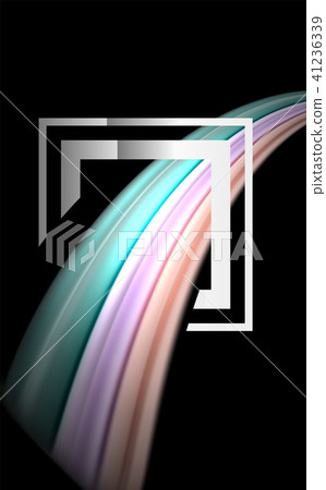 Rainbow fluid colors wave and metallic geometric shape 41236339