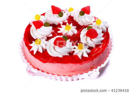 Pink cake with cream flowers 41236438