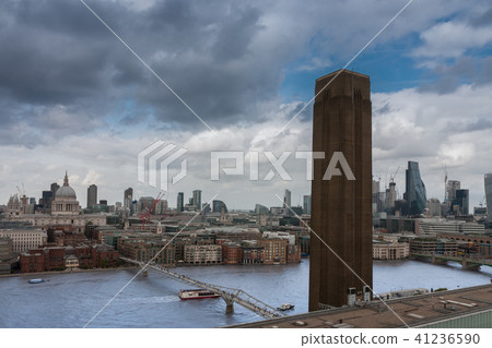 Brick chimney , on background City of London. Brick chimney , on background City of London. 41236590